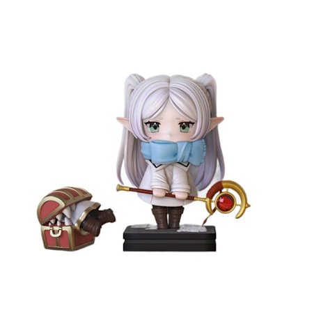 18 cm; Frieren Anime Monster Figur med Skattekiste og Vintertøj, 18 cm, Samlerobjekt Borddekoration, Gave til Voksne
