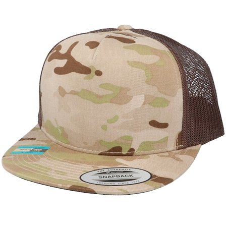 Yupoong - Camo trucker Caps - Multicam Arid/Brown A-Frame Trucker Snapback @ Hatstore