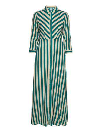 Savanna Ls Long Shirt Dress S. Noos Maxikjole Festkjole Multi/mønstret YAS