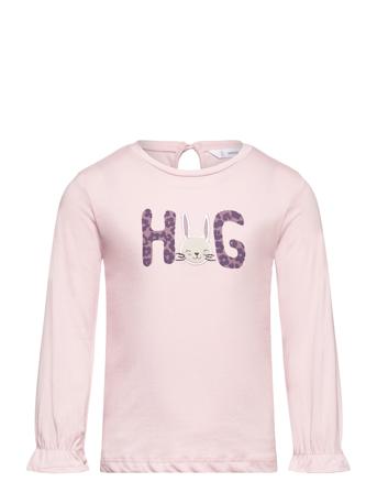 Printed Long Sleeve T-Shirt Tops T-shirts Long-sleeved T-Skjorte Pink Mango