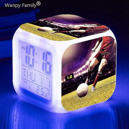 Fotbollsmatch Fotboll Väckarklocka Barnrum Dekorera docka 7 färg Glödande små nattlampor Skrivbordsklockor Presenter till barn