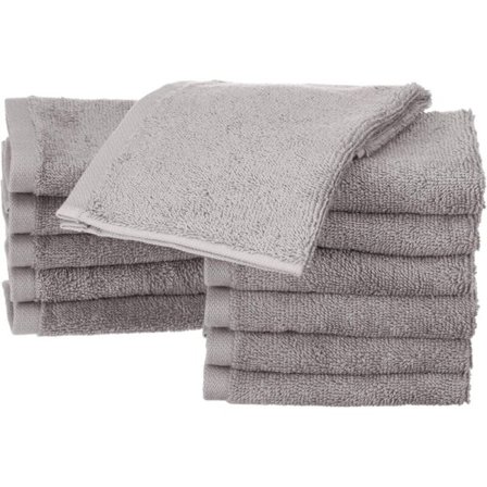 (30 × 30 × 0.1cm) Grå pakke med 12 små bomulls håndklær, vaskeklut, 30 x 30 cm