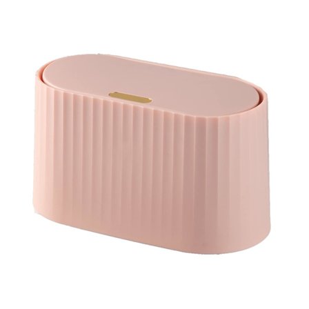 Liten søppelbøtte med lokk, 2L Mini skrivebords søppelbøtte med trykklokk, bærbar skrivebords søppelbøtte teposebeholder for stue (rosa)
