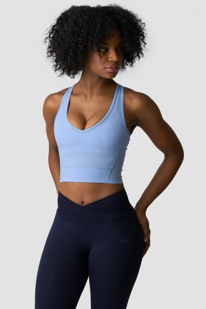 ICANIWILL - Ignite Cropped V-neck Tank Top Soft Blue- Training tank tops - Damen - ICIW