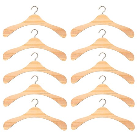 10 stk. Træbøjle Bjd Dukker Bøjle Træ Tøjbøjle Dukke Tilbehørsbøjle Dukke Træ Tøjbøjle (15cm)