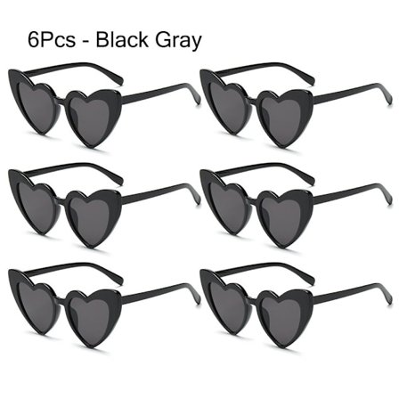 6 stk. Hjerteformede Solbriller Kjærlighet Hjerte Solbriller 6 STK - SVART[GP]