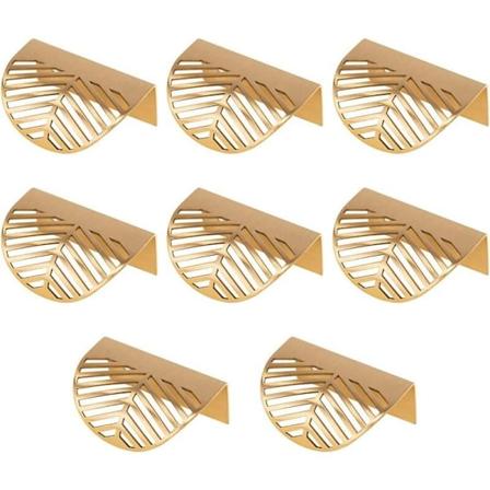 En uppsättning av 8 dörrhandtag i zinklegering för köksskåp och sovrumslådor