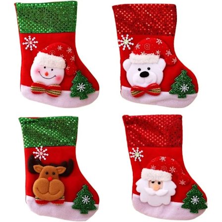 Festlige Jule Mini Strømper, Tilpassede Lommer Til Bestik, Juletræsdekoration, Seks Dele, Blødt Limstof, Bevarer Farven, Inkluderer Ophængning[CO]