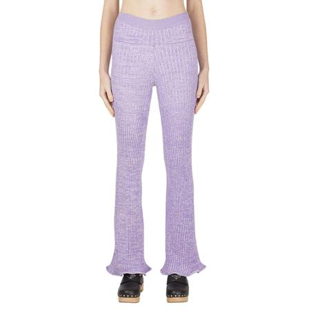 Paco Rabanne, Ribbed Knit Pants Paars, Dames, Maat:L