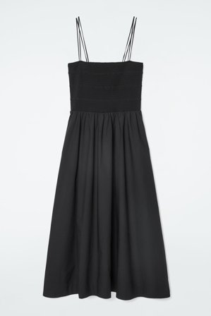 COS Women's Shirred Midi Dress in Black