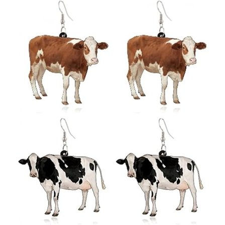 2 par unike morsomme akryl tegneserie ku øredobber søte elegante meieri