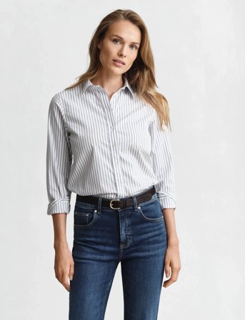 GANT Reg Classic Poplin Striped Shirt - Blue - 34