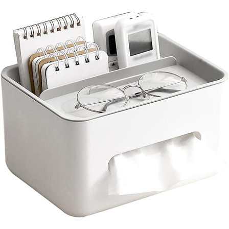 Rektangulær Servietboks med Opbevaring, Multifunktionel Servietboks Holder, Opbevaringsorganisator til Ansigtservietter