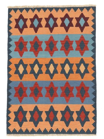 Håndvevd Kelim Ghashghai Teppe 125X177 Svart/Oransje Lite