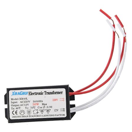 200-250V - 12V halogeenivalon elektroninen muuntaja, yhteensopiva 50 W:n kanssa