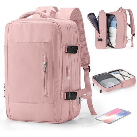 Stor Reise Ryggsekk for Dame, Godkjent for Flyreise, Utvidbar Arbeidsryggsekk med Laptop
