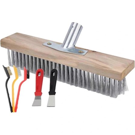 6-delt stålbørstesæt, metalbørstebase, stålbørste til s og mos med børste