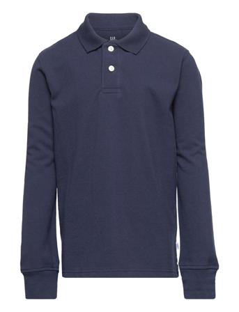 Kids 100% Organic Cotton Uniform Polo Shirt T-shirts Polo Shirts Long-sleeved Polo Shirts Blå GAP