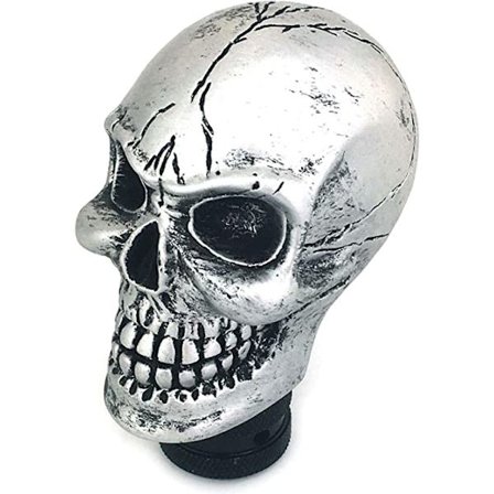 Bil stor tann spøkelsesgir hodeskalle hode manuell hengende bølgepinne hode girspaken håndball universell type (sølv)