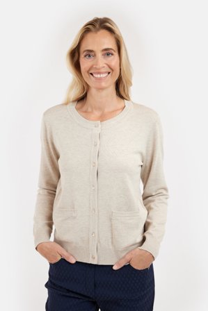 BRANDTEX - Langærmet Cardigan - Sand - Med Lommer