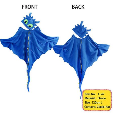 Dragekostume Kappe med Hat Tandløs Dragekostume Kappe Halloween Kostumer Cosplay Dinosaur Kostume