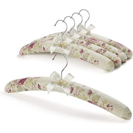 Satinpolstret bøjle til sweater, tykpolstret bøjle til kvinder, skumbøjle i stof, ikke-konveks fancy bøjle, rustfrit stål krog, bryllupsbøjle, 