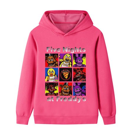 FNAF Drenge Langærmet Hættetrøje, Tegneserie Print Sweatshirt - Magenta - 170cm