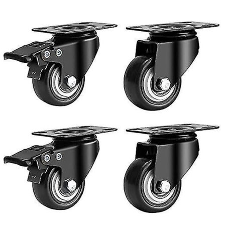 4 Pak 2 tommer Drejelige Hjul med Sikkerhedsdobbelt Låsning - Lydsvag