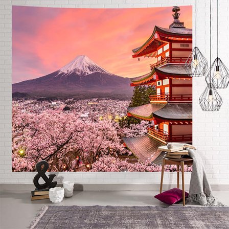 Japansk veggteppe av Fuji-fjellet 150x130 Pagode asiatisk dekor
