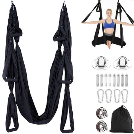 Aerial Yoga Hammock, Yoga Swing, Air Fly Hammock Sett, Svart - Perfet