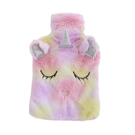 1 stk. Bouillott varmt vann, varmtvannsflaske med trekk, avtagbar og vaskbar, naturlig gummi enhjørningsmønster