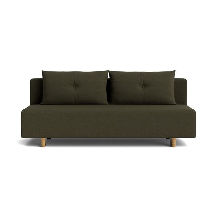Houston 2-Sitzer-Schlafsofa mit Stauraum, Loop Grün, minimalistisches Design, komfortable Bettfunktion für Gäste, platzsparend, 85cm Tiefe