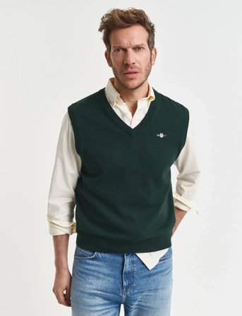 GANT Classic Cotton Vest - Green - L