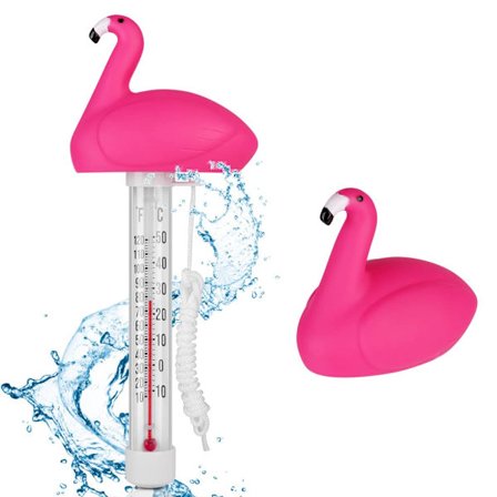 Flytande pooltermometer, pooltermometer, flytande termometer med snöre, utomhus/inomhus pooltermometer, pooler, badkar och akvarier, flamingos