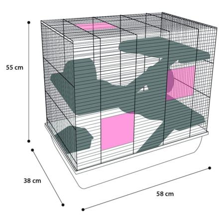 Flamingo Hamsterbur Jaro 4 58x38x55 Cm Svart Och Blå Multifärg
