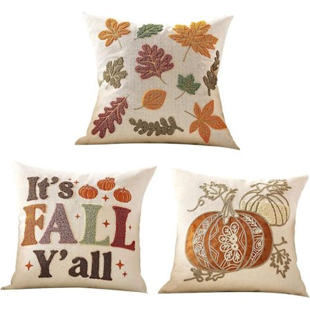 Dekorativa Höstkuddfodral 45x45 cm 1/2/3-Pack Soffa Vardagsrum Lönnlöv Pumpa_OF