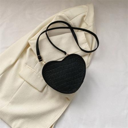 Kvinders Ny Mode Enkle Håndtasker Casual Hjerteformet Hou Sort