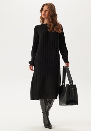 Pieces Pcmaggy Ls Knit Dress Noos Black Klær
