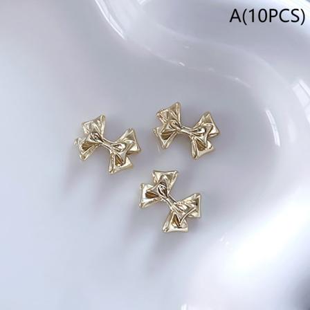 10 kpl Alloy Bownot Nails Art Decoration Sliver Gold Nail Charms A