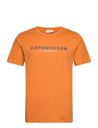 Copenhagen Print Tee S/S T-shirts Short-sleeved Oransje Lindbergh*Betinget Tilbud