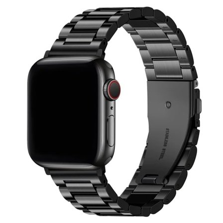 Metallarmband i rostfritt stål för iWatch/Apple Watch Series 8/7 SE/6/5/4/3/2/1 Series Ultra, 38mm/40mm/41mm Svart