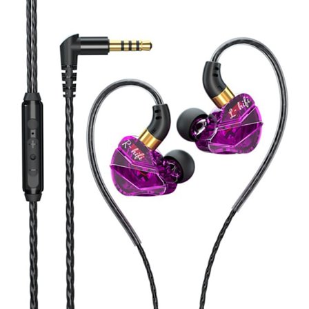 3,5 mm trådbundna hörlurar HIFI bas hörlurar in-ear headset lila