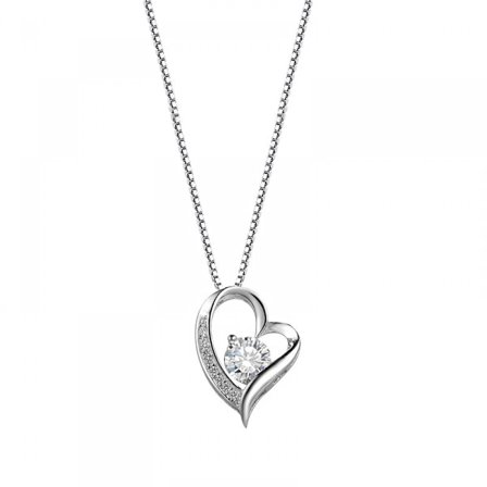 S925 Sterling Silver Hjärtformad Zirkonhänge Halsband Wo