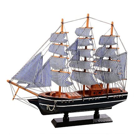 Träskepp Medelhavsstil Heminredning Handgjord Snidad Nautisk Båtmodell Present M1123