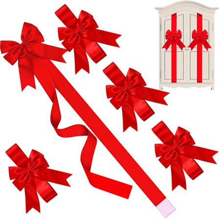 9 st julbandsrosetter, stora röda rosetter, julgransrosett, julkrans, rosett, dörrband för julgran, öppen spis, ytterdörr