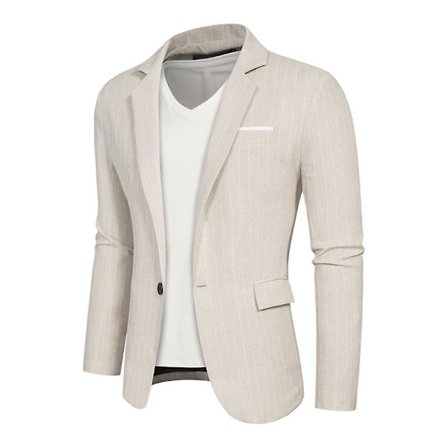 Herre Blazer Slim Fit Jakke, Enkeltspent Blazer med Én Knapp