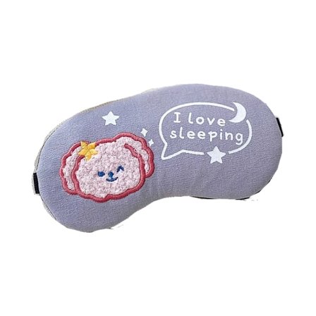 Søt grå brodert dyre sovemaske plysj øyemaske reise sovemaske supermyk morsom øyemaske for barn jenter og voksne