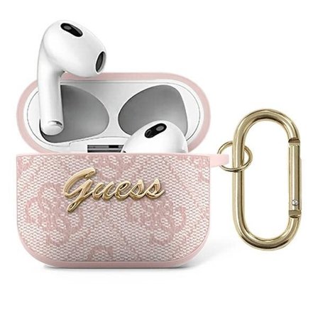 Guess GUA34GSMP AirPods 3:n suojus vaaleanpunainen/vaaleanpunainen 4G Script Metallimallisto
