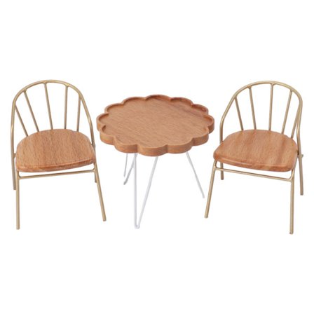 1:12 Skalmodell Dollhus Mini Bord Stol Realistisk Samlarobjekt Litet Trä Miniatyr Bord Stol för Utomhus