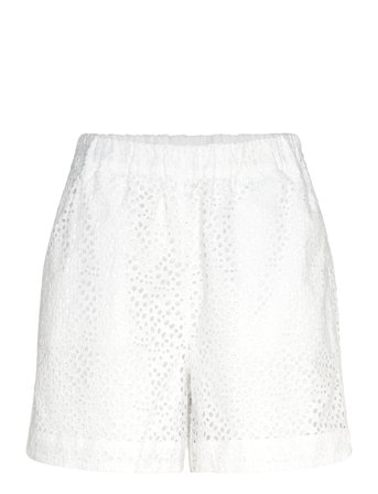 Slflaerke Hw Wide Broderi Ang Shorts B White Selected